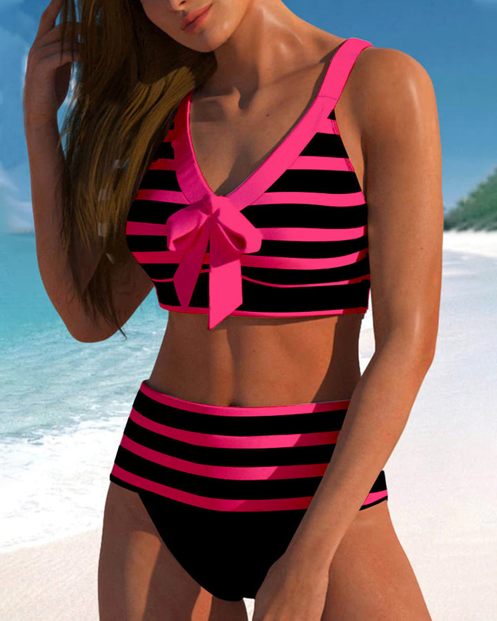 Amsterdamstyles® | Gestreepte bikini met hoge taille