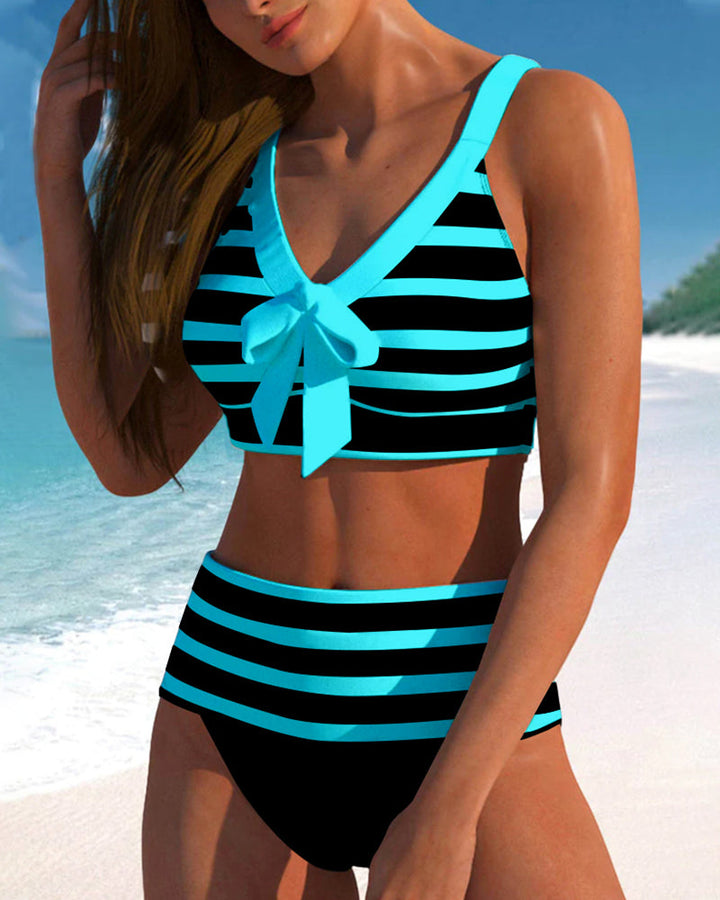 Amsterdamstyles® | Gestreepte bikini met hoge taille