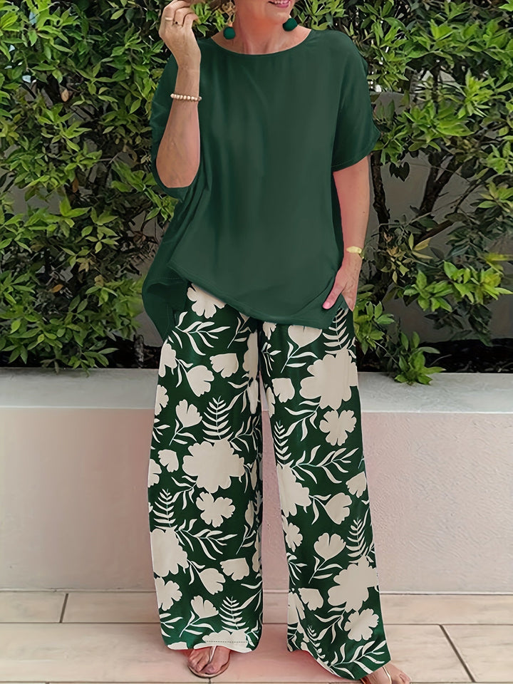 Europese en Amerikaanse Plus Size Damesmode Bedrukte 2-delige Set