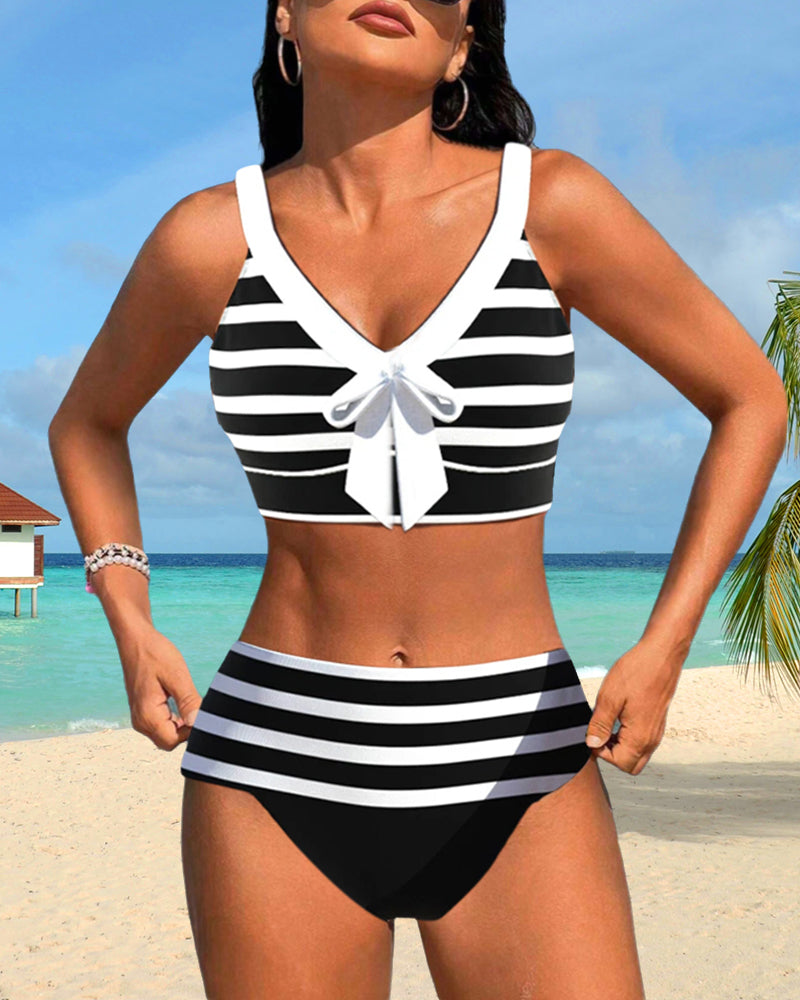 Amsterdamstyles® | Gestreepte bikini met hoge taille