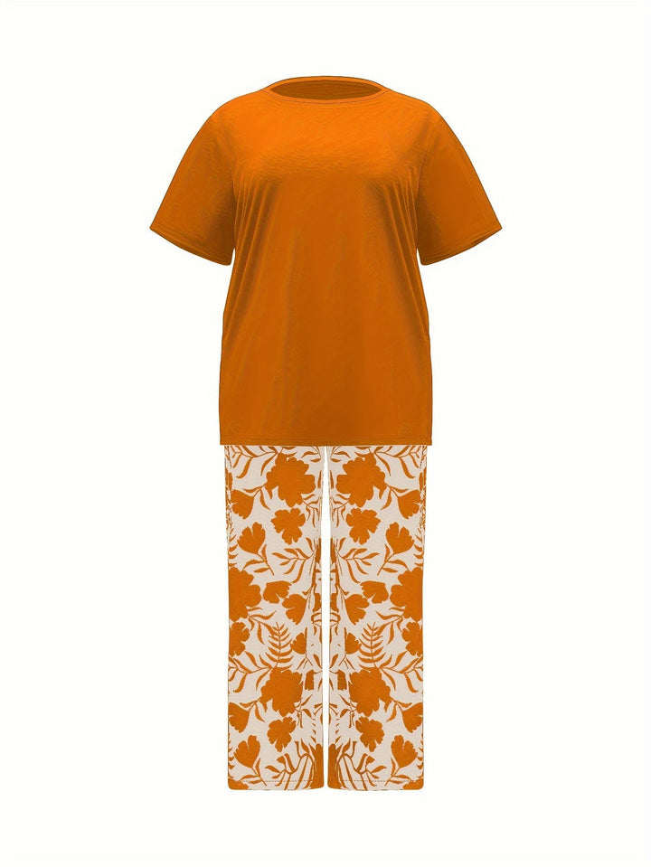 Europese en Amerikaanse Plus Size Damesmode Bedrukte 2-delige Set