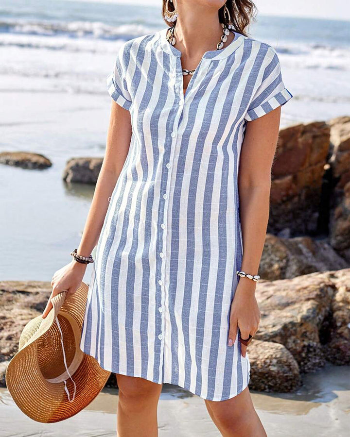 Amsterdamstyles® | Elegante gestreepte overhemdjurk