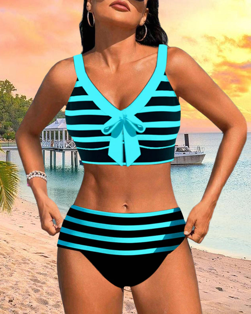 Amsterdamstyles® | Gestreepte bikini met hoge taille