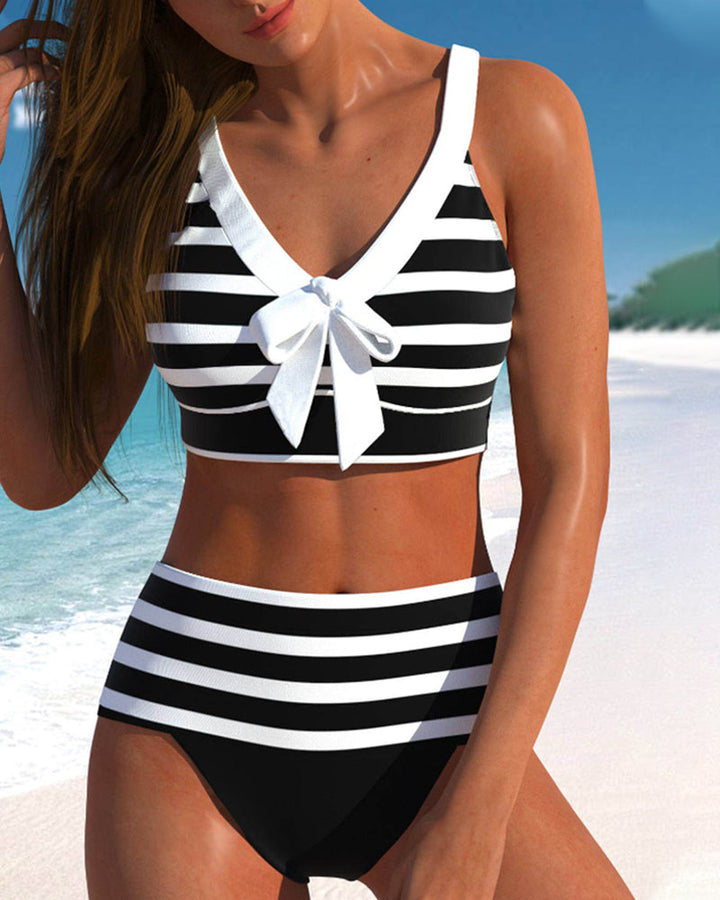 Amsterdamstyles® | Gestreepte bikini met hoge taille