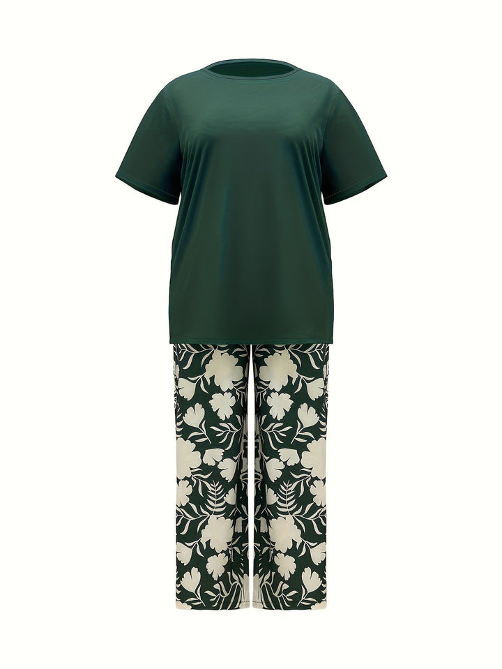 Europese en Amerikaanse Plus Size Damesmode Bedrukte 2-delige Set