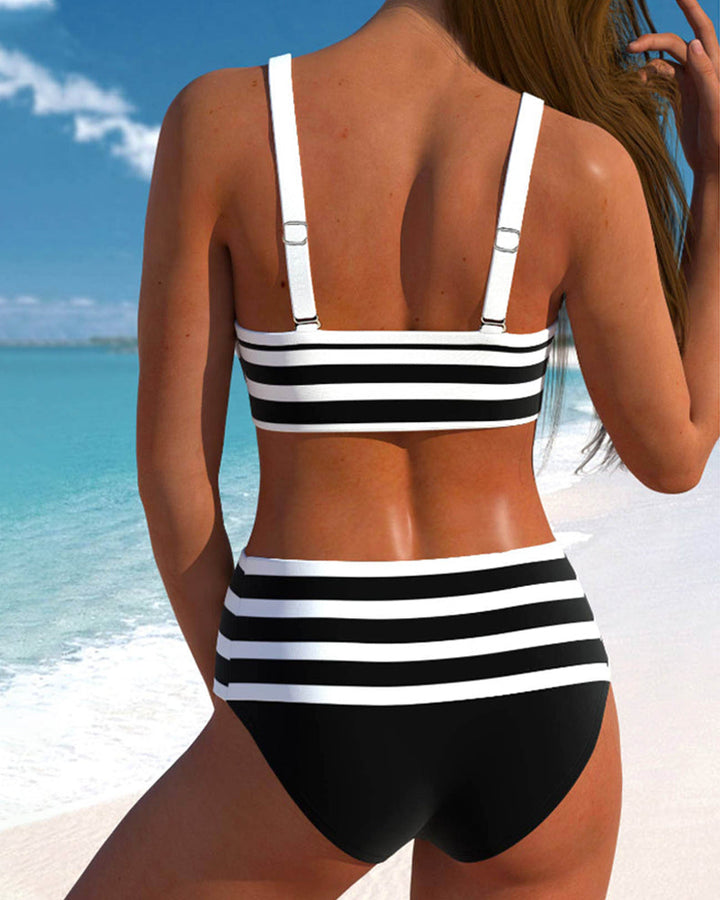 Amsterdamstyles® | Gestreepte bikini met hoge taille