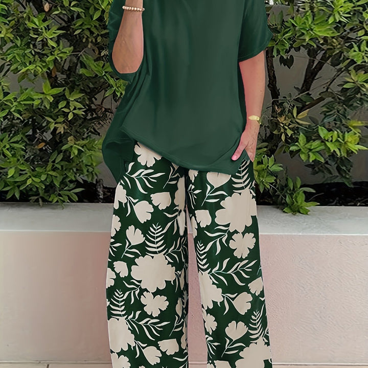 Europese en Amerikaanse Plus Size Damesmode Bedrukte 2-delige Set