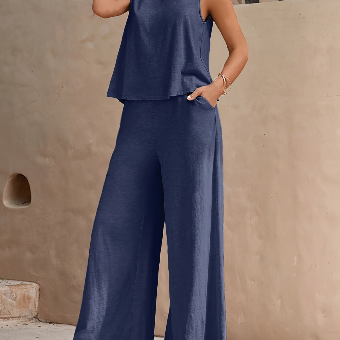 Femke - Stijlvolle Mouwloze Top & Wijde Broek