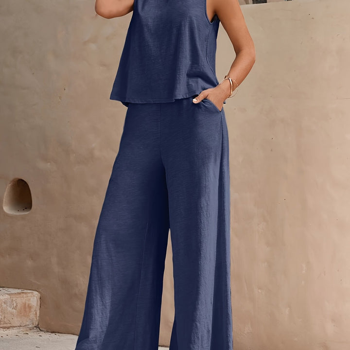 Femke - Stijlvolle Mouwloze Top & Wijde Broek