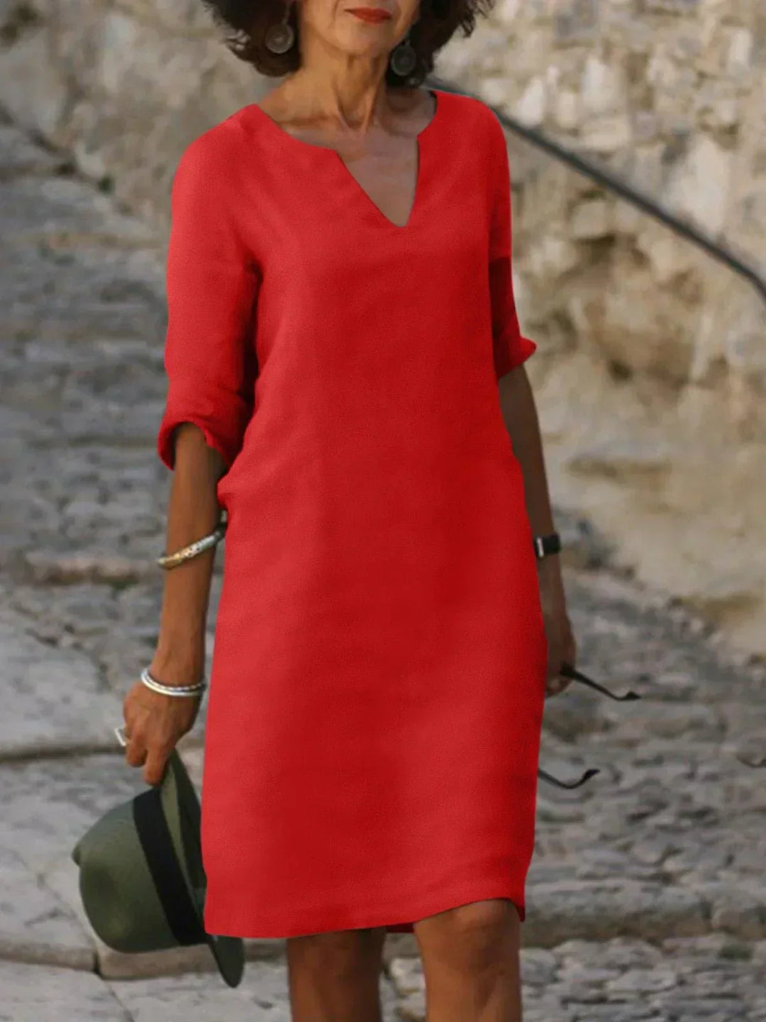 Amsterdamstyles® | Stijlvolle V-hals Jurk