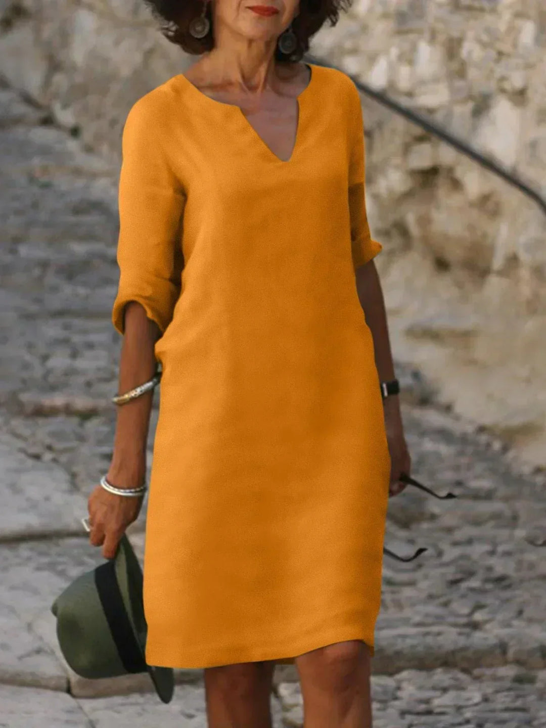 Amsterdamstyles® | Stijlvolle V-hals Jurk