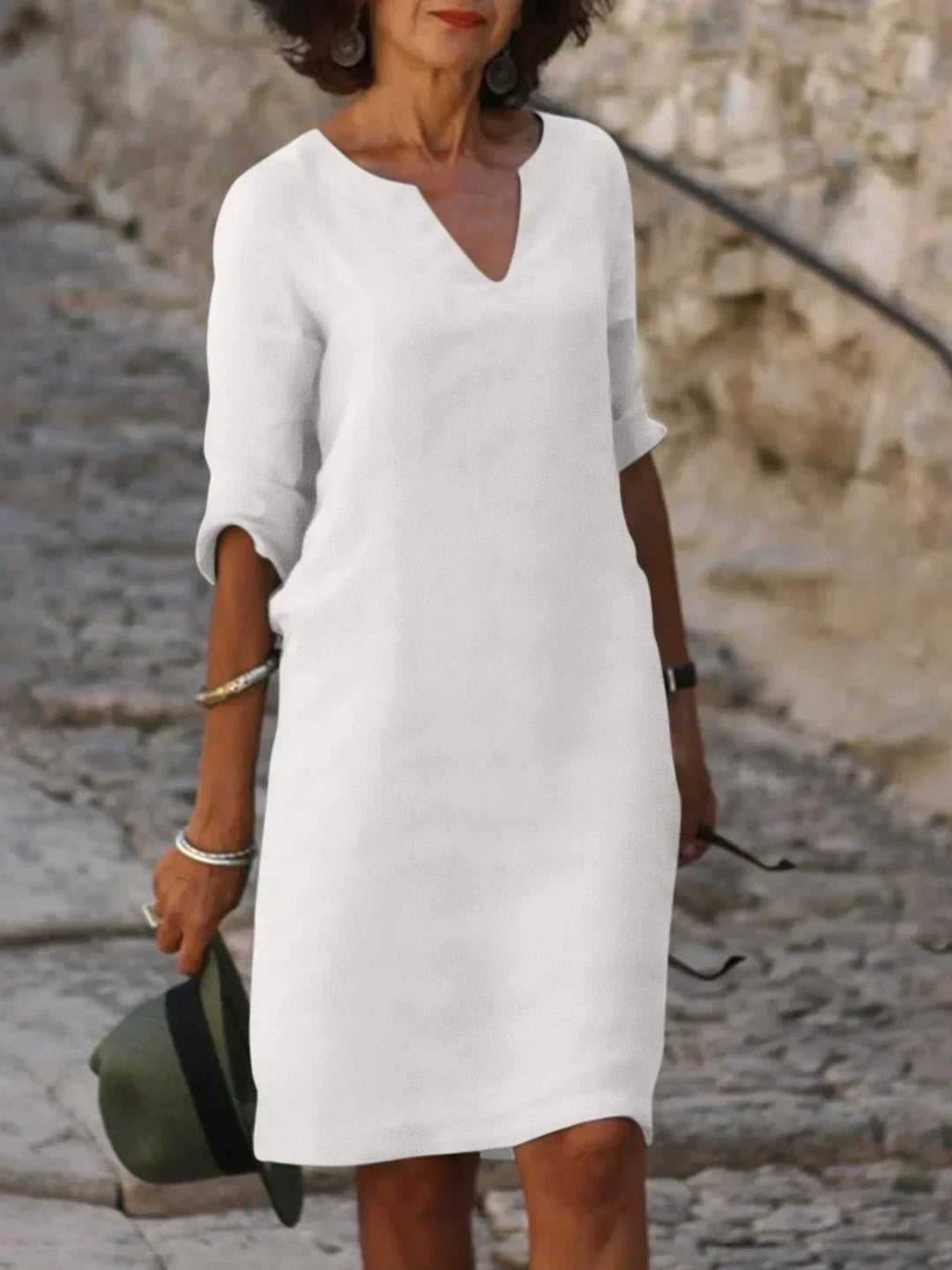 Amsterdamstyles® | Stijlvolle V-hals Jurk