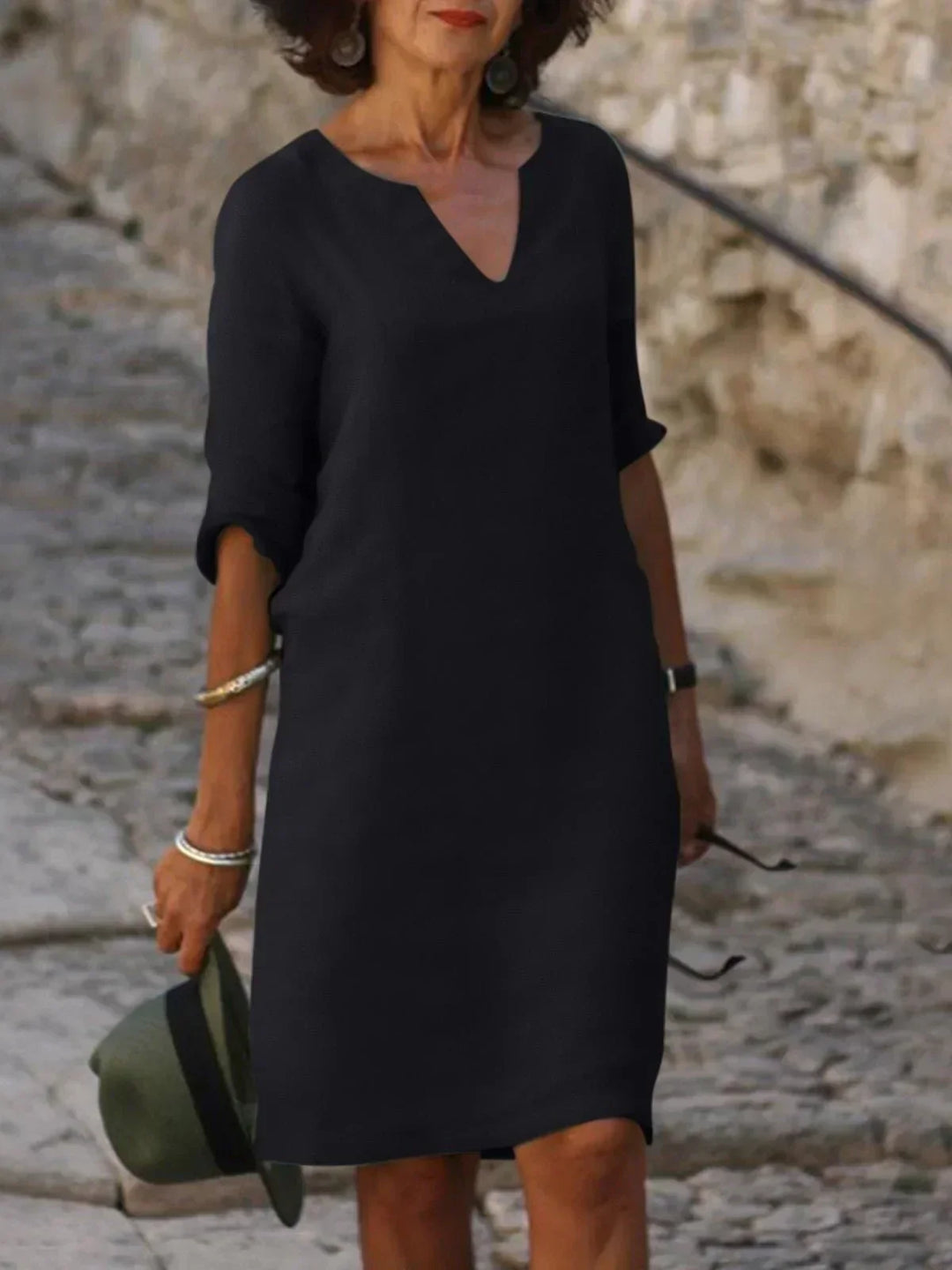 Amsterdamstyles® | Stijlvolle V-hals Jurk