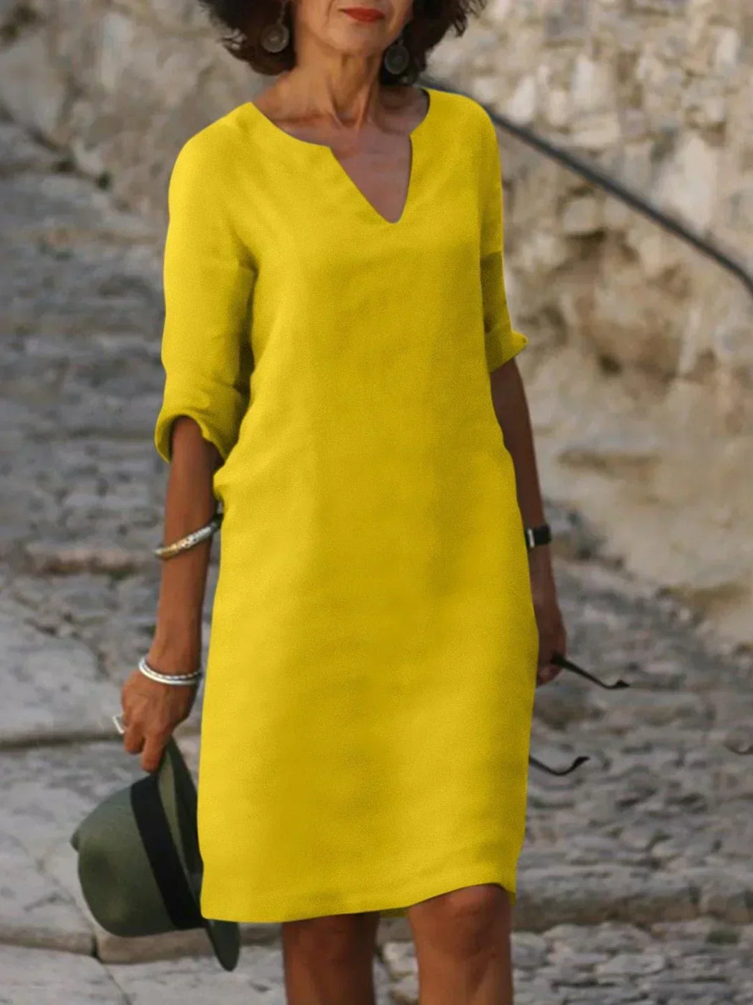 Amsterdamstyles® | Stijlvolle V-hals Jurk
